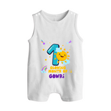 1st Month Baby Outfit | Personalized Romper Suit/ Sleeveless Romper for Newborn | Milestone Gift Idea - WHITE - 0 - 5 Months Old (Chest 18")