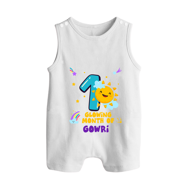 1st Month Baby Outfit | Personalized Romper Suit/ Sleeveless Romper for Newborn | Milestone Gift Idea - WHITE - 0 - 5 Months Old (Chest 18")
