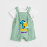 1st Month Baby Outfit | Personalized Dungaree Set for Newborn | Milestone Gift Idea - MINT GREEN - 0 - 5 Months Old (Chest 18")