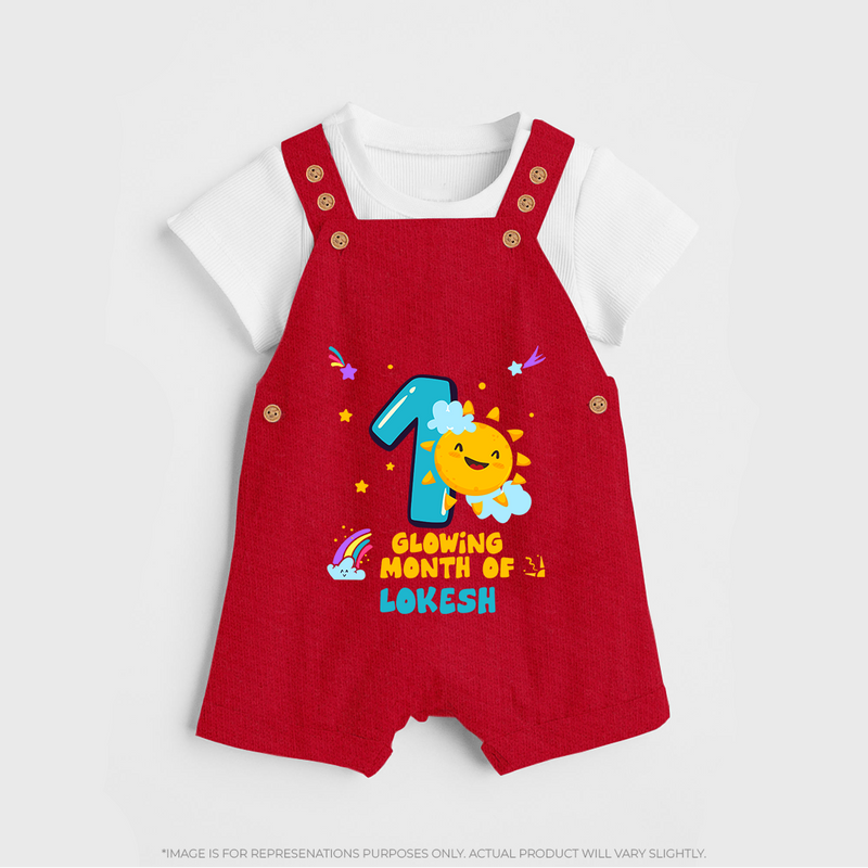 Mark Your BabyÕs 1-Month Celebration With Our Customized Baby Dungaree Set, Made For Joyful Celebrations - RED - 0 - 5 Months Old (Chest 18")