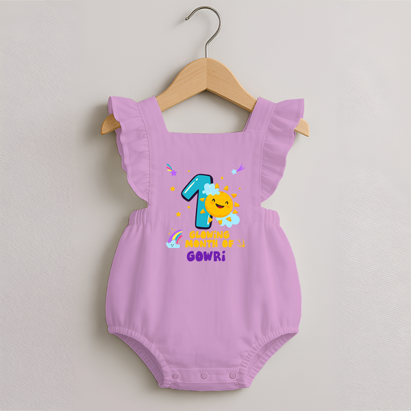 1st Month Baby Outfit | Personalized Romper Frock for Newborn | Milestone Gift Idea - BABY PINK - 0 - 3 Months Old (Chest 19")