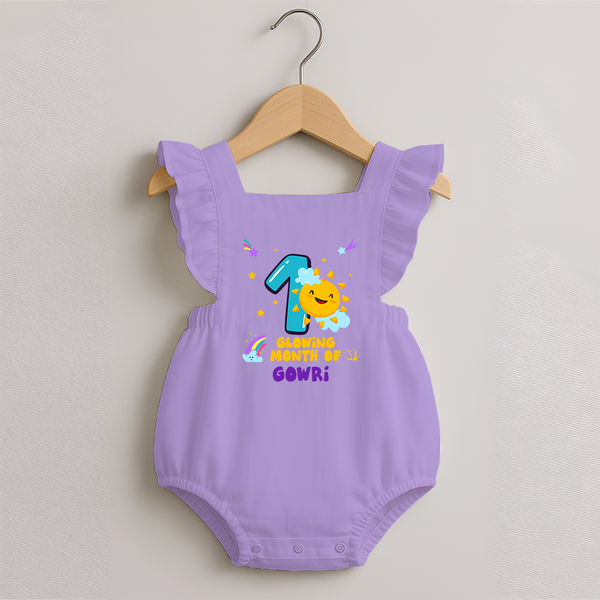 1st Month Baby Outfit | Personalized Romper Frock for Newborn | Milestone Gift Idea - LILAC - 0 - 3 Months Old (Chest 19")