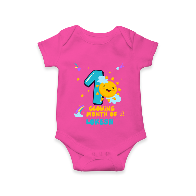 Mark Your BabyÕs 1-Month Celebration With Our Customized Baby Romper, Made For Joyful Celebrations - HOT PINK - 0 - 3 Months Old (Chest 16")