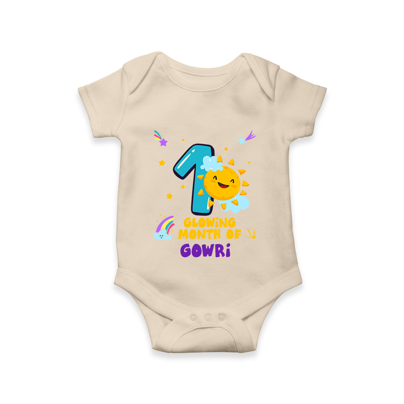 1st Month Baby Outfit | Personalized Romper/Onesie for Newborn | Milestone Gift Idea - IVORY - New Born (Chest 14")