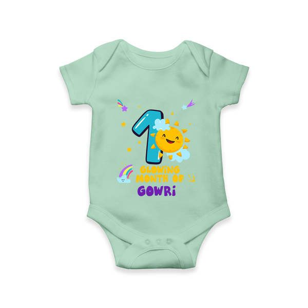 1st Month Baby Outfit | Personalized Romper/Onesie for Newborn | Milestone Gift Idea - MINT GREEN - New Born (Chest 14")