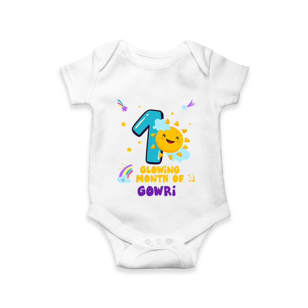 1st Month Baby Outfit | Personalized Romper/Onesie for Newborn | Milestone Gift Idea - WHITE - New Born (Chest 14")
