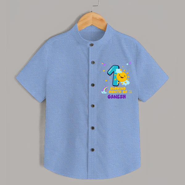 1st Month Baby Outfit | Personalized Shirt for Newborn | Milestone Gift Idea - SKY BLUE - 0 - 6 Months Old (Chest 23")