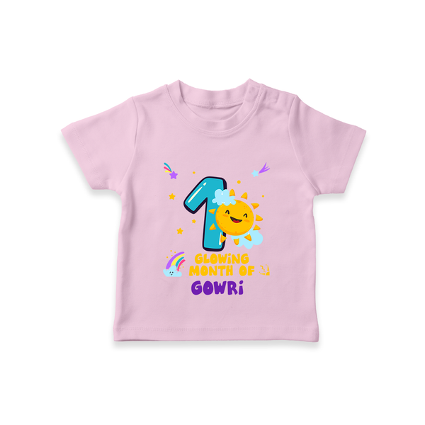 1st Month Baby Outfit | Personalized T-Shirt for Newborn | Milestone Gift Idea - BABY PINK - 0-5 Months Old (Chest 17")