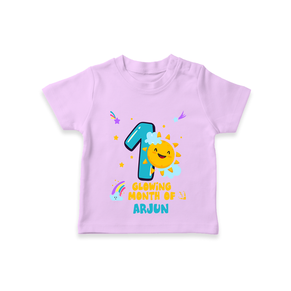 Celebrate The 1st Month Birthday with Personalized T-Shirt - LILAC - 0 - 5 Months Old (Chest 17")