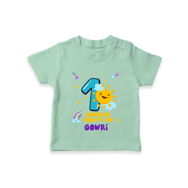 1st Month Baby Outfit | Personalized T-Shirt for Newborn | Milestone Gift Idea - MINT GREEN - 0-5 Months Old (Chest 17")