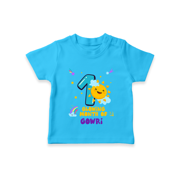 1st Month Baby Outfit | Personalized T-Shirt for Newborn | Milestone Gift Idea - SKY BLUE - 0-5 Months Old (Chest 17")