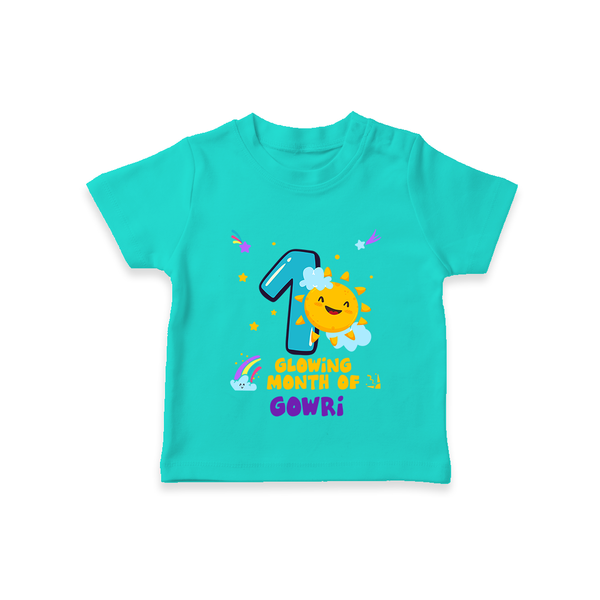 1st Month Baby Outfit | Personalized T-Shirt for Newborn | Milestone Gift Idea - TEAL - 0-5 Months Old (Chest 17")