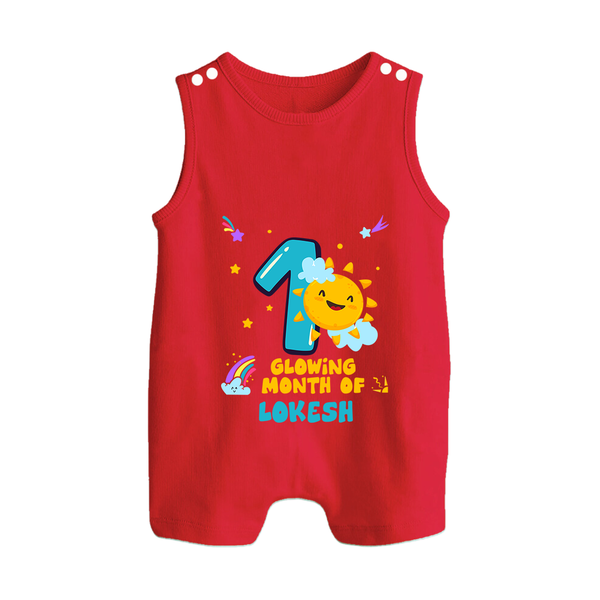 1st Month Baby Outfit | Personalized Romper Suit/ Sleeveless Romper for Newborn | Milestone Gift Idea - RED - 0 - 5 Months Old (Chest 18")