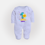 Mark Your BabyÕs 1-Month Celebration With Our Customized Baby Sleep Suit, Made For Joyful Celebrations - BABY BLUE - New Born (Chest 7.5")