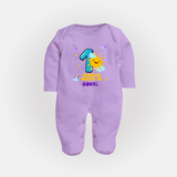 Mark Your BabyÕs 1-Month Celebration With Our Customized Baby Sleep Suit, Made For Joyful Celebrations - LILAC - New Born (Chest 7.5")