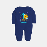 1st Month Baby Outfit | Personalized Full Sleeve Bodysuit/ Sleep Suit/ Jumpsuit for Newborn | Milestone Gift Idea - NAVY BLUE - New Born (Chest 7.5")