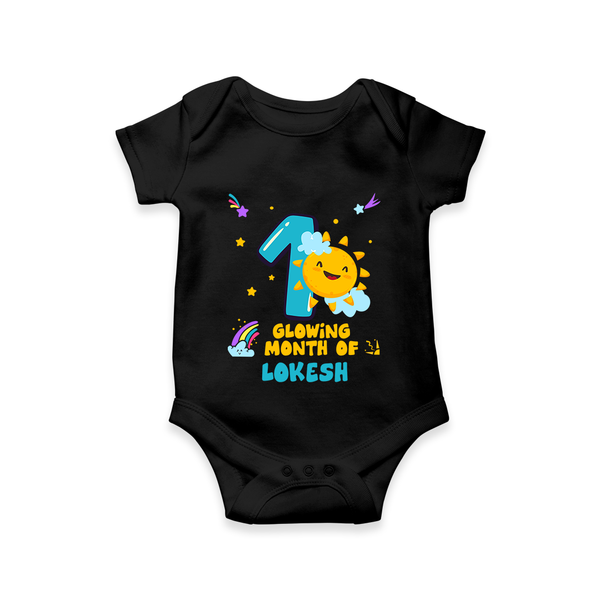 1st Month Baby Outfit | Personalized Romper/Onesie for Newborn | Milestone Gift Idea - BLACK - New Born (Chest 14")