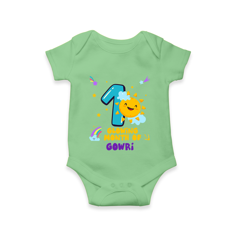 Mark Your BabyÕs 1-Month Celebration With Our Customized Baby Romper, Made For Joyful Celebrations - GREEN - 0 - 3 Months Old (Chest 16")