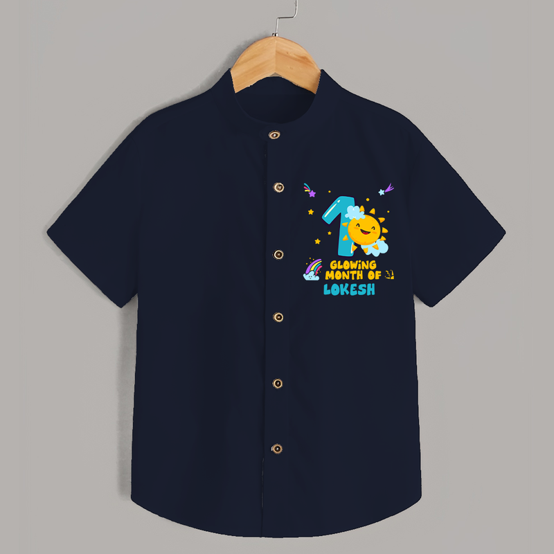 1st Month Baby Outfit | Personalized Shirt for Newborn | Milestone Gift Idea - NAVY BLUE - 0 - 6 Months Old (Chest 23")