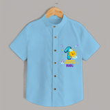 Celebrate The 1st Month Birthday Custom Shirt, Personalized with your Little one's name - SKY BLUE - 0 - 6 Months Old (Chest 21")