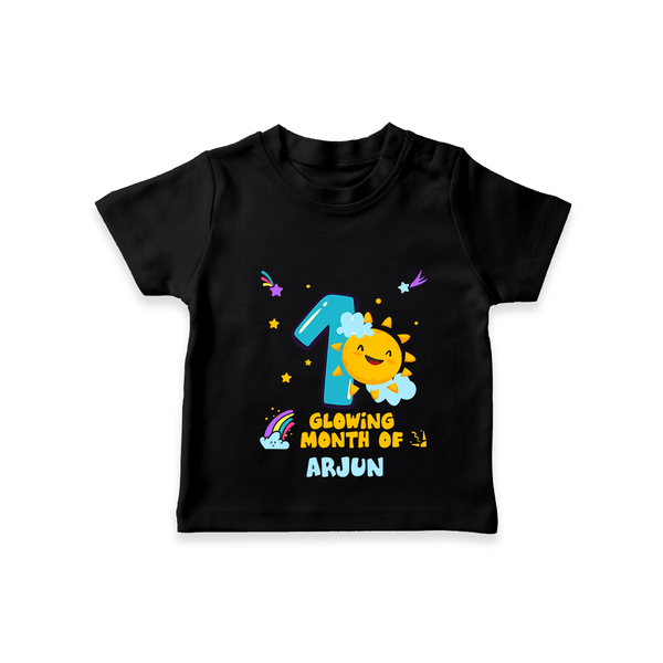 Celebrate The 1st Month Birthday with Personalized T-Shirt - BLACK - 0 - 5 Months Old (Chest 17")