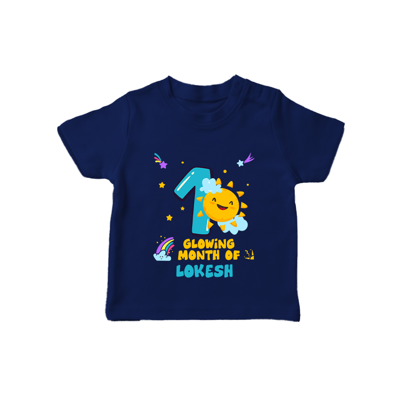 1st Month Baby Outfit | Personalized T-Shirt for Newborn | Milestone Gift Idea - NAVY BLUE - 0-5 Months Old (Chest 17")