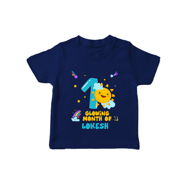 1st Month Baby Outfit | Personalized T-Shirt for Newborn | Milestone Gift Idea - NAVY BLUE - 0-5 Months Old (Chest 17")