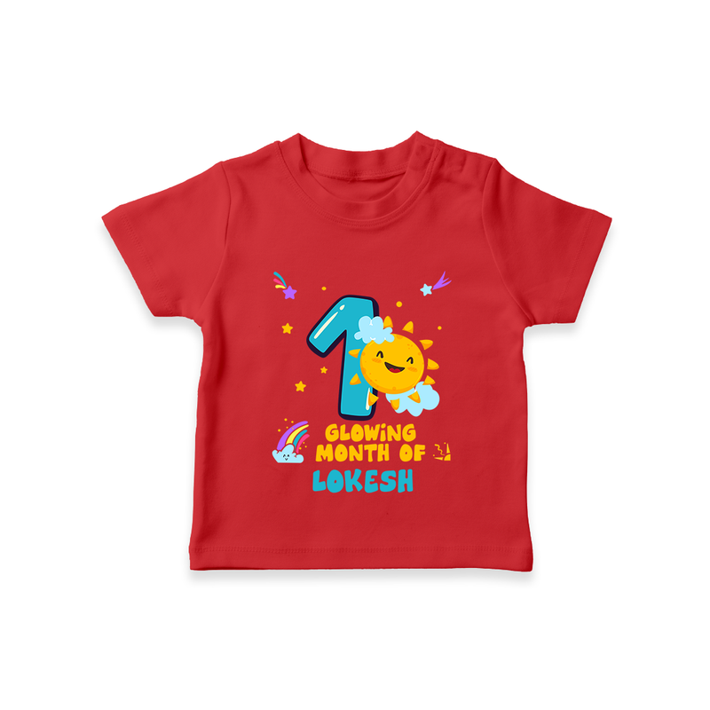 1st Month Baby Outfit | Personalized T-Shirt for Newborn | Milestone Gift Idea - RED - 0-5 Months Old (Chest 17")