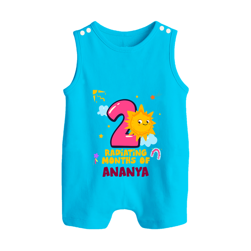 2nd Month Baby Outfit | Personalized Romper Suit/ Sleeveless Romper for Newborn | Milestone Gift Idea - SKY BLUE - 0 - 5 Months Old (Chest 18")