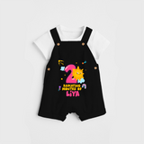 Celebrate The 2nd Month Birthday Custom Dungaree set, Personalized with your Baby's name - BLACK - 0 - 5 Months Old (Chest 17")