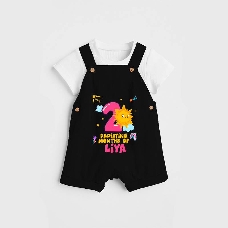 Celebrate The 2nd Month Birthday Custom Dungaree set, Personalized with your Baby's name - BLACK - 0 - 5 Months Old (Chest 17")