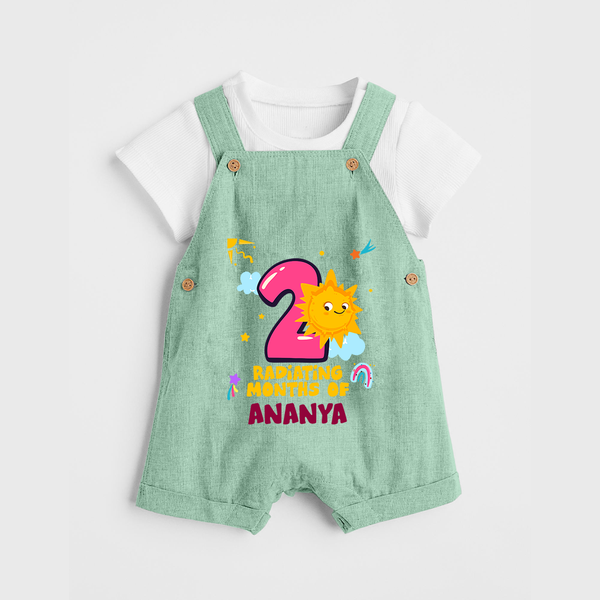 2nd Month Baby Outfit | Personalized Dungaree Set for Newborn | Milestone Gift Idea - MINT GREEN - 0 - 5 Months Old (Chest 18")