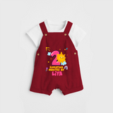 Celebrate The 2nd Month Birthday Custom Dungaree set, Personalized with your Baby's name - RED - 0 - 5 Months Old (Chest 17")