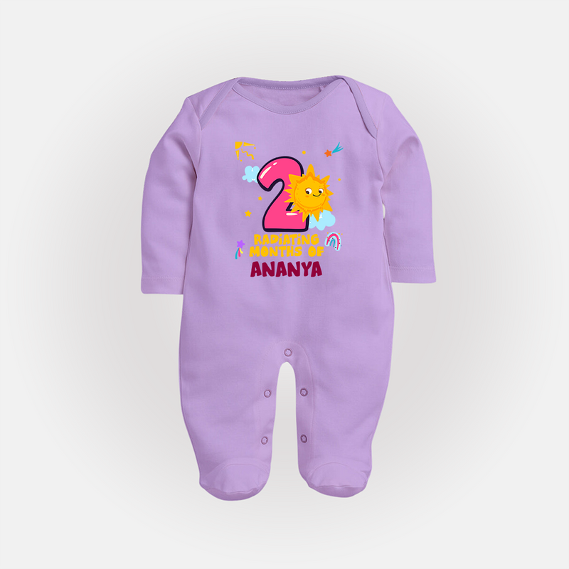 2nd Month Baby Outfit | Personalized Full Sleeve Bodysuit/ Sleep Suit/ Jumpsuit for Newborn | Milestone Gift Idea - LILAC - New Born (Chest 7.5")
