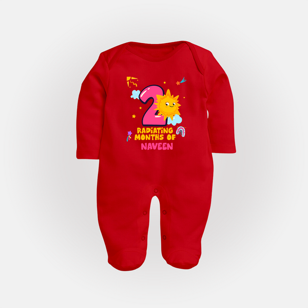 Mark Your BabyÕs 2-Month Celebration With Our Customized Baby Sleep Suit, Made For Joyful Celebrations - RED - New Born (Chest 7.5")