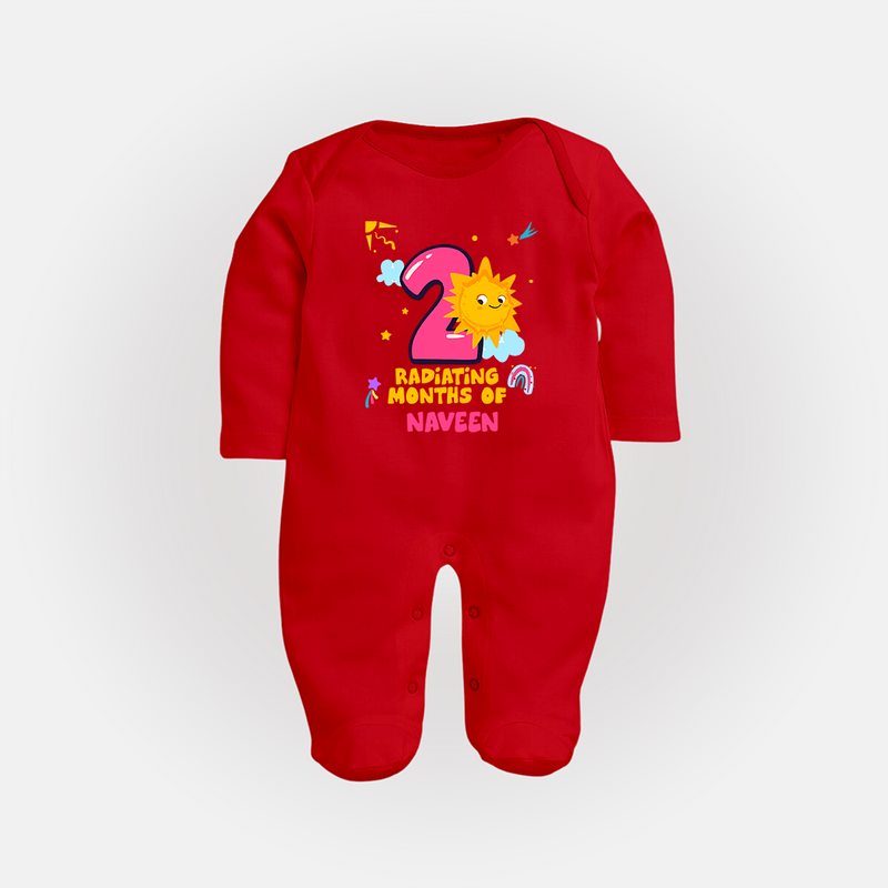 Mark Your BabyÕs 2-Month Celebration With Our Customized Baby Sleep Suit, Made For Joyful Celebrations - RED - New Born (Chest 7.5")