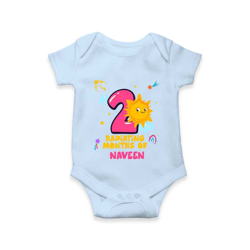 Mark Your BabyÕs 2-Month Celebration With Our Customized Baby Romper, Made For Joyful Celebrations - BABY BLUE - 0 - 3 Months Old (Chest 16")