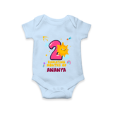 2nd Month Baby Outfit | Personalized Romper/Onesie for Newborn | Milestone Gift Idea - BABY BLUE - New Born (Chest 14")