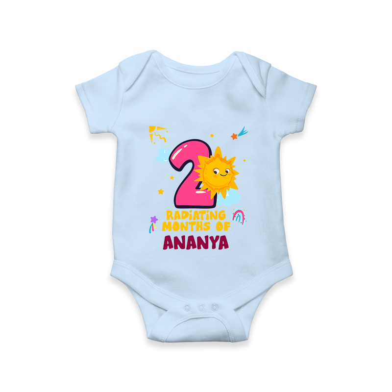 2nd Month Baby Outfit | Personalized Romper/Onesie for Newborn | Milestone Gift Idea - BABY BLUE - New Born (Chest 14")
