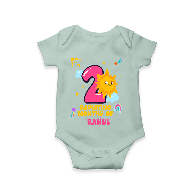 Celebrate The 2nd Month Birthday Custom Romper, Personalized with your Little one's name - MINT GREEN - 0 - 3 Months Old (Chest 16")