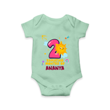 2nd Month Baby Outfit | Personalized Romper/Onesie for Newborn | Milestone Gift Idea - MINT GREEN - New Born (Chest 14")