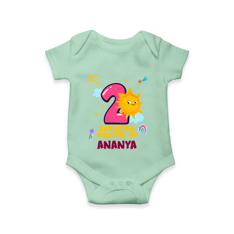 2nd Month Baby Outfit | Personalized Romper/Onesie for Newborn | Milestone Gift Idea - MINT GREEN - New Born (Chest 14")