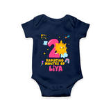 Celebrate The 2nd Month Birthday Custom Romper, Personalized with your Little one's name - NAVY BLUE - 0 - 3 Months Old (Chest 16")