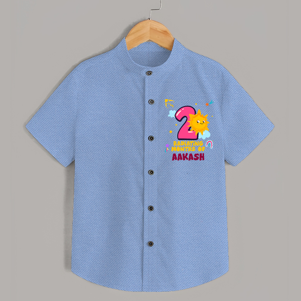 2nd Month Baby Outfit | Personalized Shirt for Newborn | Milestone Gift Idea - SKY BLUE - 0 - 6 Months Old (Chest 23")