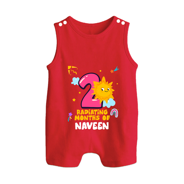 2nd Month Baby Outfit | Personalized Romper Suit/ Sleeveless Romper for Newborn | Milestone Gift Idea - RED - 0 - 5 Months Old (Chest 18")