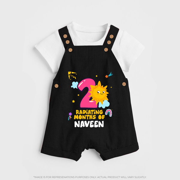 2nd Month Baby Outfit | Personalized Dungaree Set for Newborn | Milestone Gift Idea - BLACK - 0 - 5 Months Old (Chest 18")