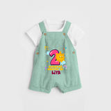 Celebrate The 2nd Month Birthday Custom Dungaree set, Personalized with your Baby's name - LIGHT GREEN - 0 - 5 Months Old (Chest 17")