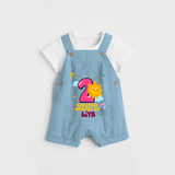 Celebrate The 2nd Month Birthday Custom Dungaree set, Personalized with your Baby's name - SKY BLUE - 0 - 5 Months Old (Chest 17")