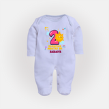 Mark Your BabyÕs 2-Month Celebration With Our Customized Baby Sleep Suit, Made For Joyful Celebrations - BABY BLUE - New Born (Chest 7.5")