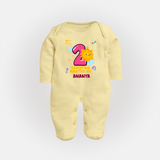 Mark Your BabyÕs 2-Month Celebration With Our Customized Baby Sleep Suit, Made For Joyful Celebrations - PASTEL YELLOW - New Born (Chest 7.5")